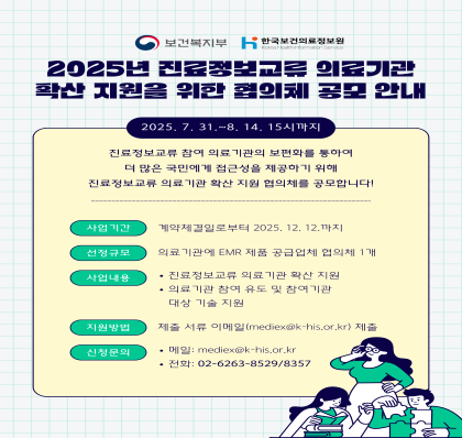 2025년 진료정보교류 의료기관 확산 지원을 위한 협의체 공모